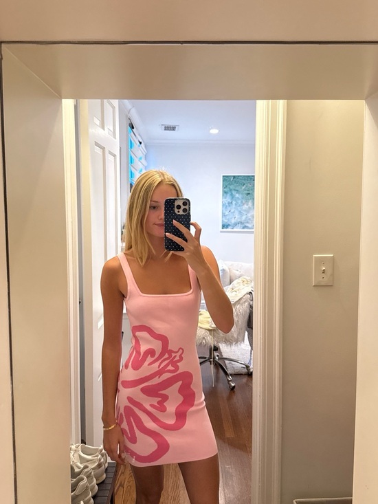 Kulani Kinis Dresses & Skirts - Kulani Kinis Light Pink Floral-Print Square Neck Mini Dress
